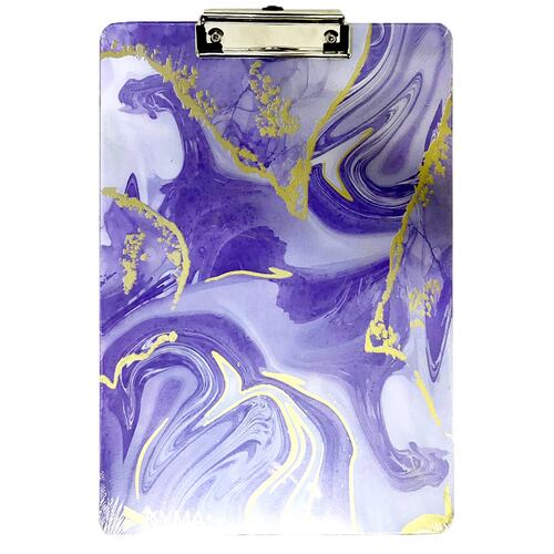 Tabla de Acrílico con Clip Marmoleado Morado Kyma