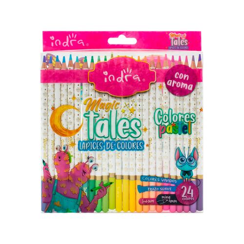 Paquete 24 Colores con Aroma Tonos Pastel INDRA