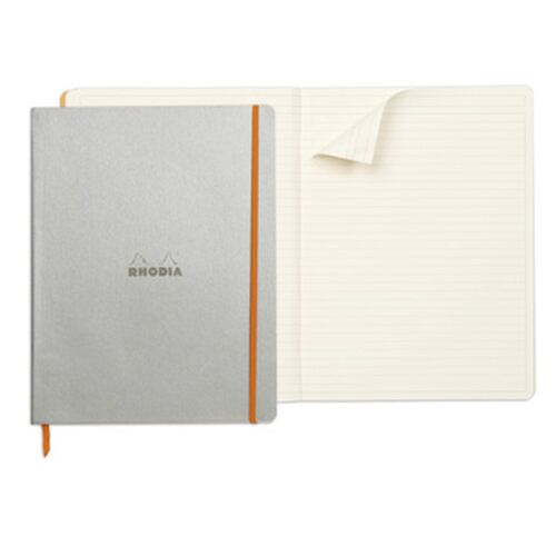 Libreta Rhodia A4 Pasta Suave Rayas Color Plata