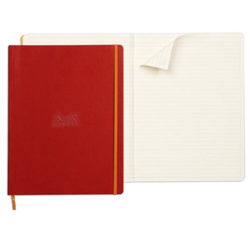 Libreta Rhodia A4 Pasta Suave Rayas Color Rojo