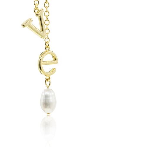 Aretes Love Baño de Oro Dorado Ablime