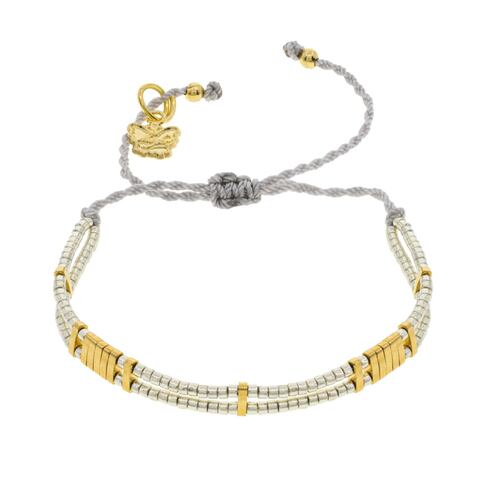 Pulsera Plateada con 15 Tiras Tila Dorado Mayfer