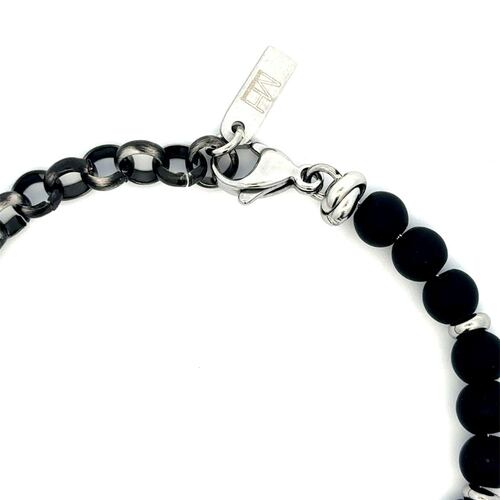 Pulsera Piedra Volcanica Medalla Con Ancla Mayfer Homme