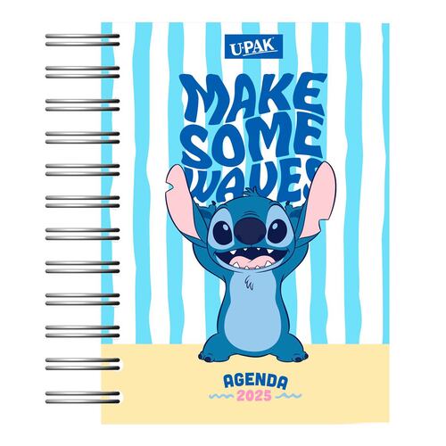 Agenda Básica 2025 con Espiral Diseño Stitch Travieso Upak