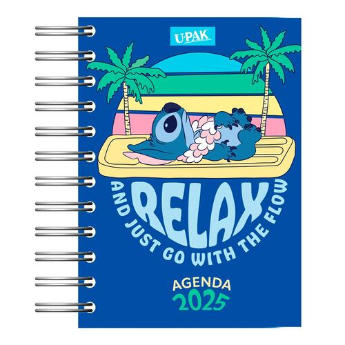 Agenda Básica 2025 con Espiral Diseño Stitch Travieso Upak