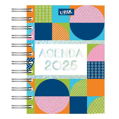 Agenda Básica 2025 con Espiral Diseño Figuras Modernas Upak