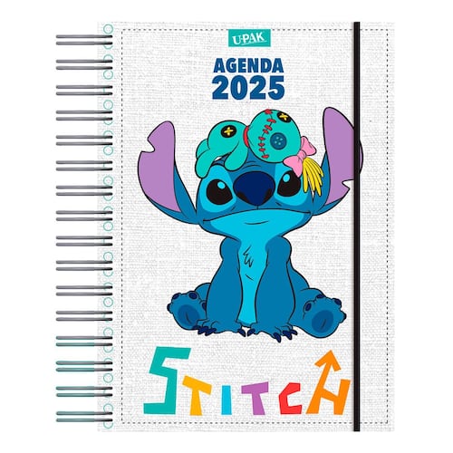 Agenda Premier 2025 con Espiral Diseño Stitch Divertido Upak