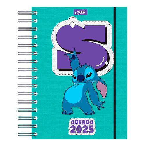 Agenda Premier 2025 con Espiral Diseño Stitch Divertido Upak