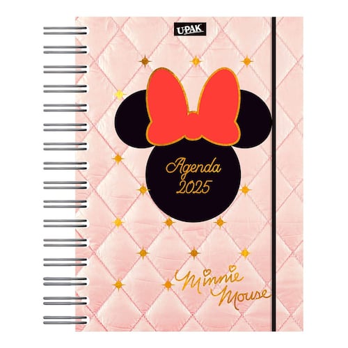 Agenda Premier 2025 con Espiral Diseño Minnie Mouse con Estilo Upak