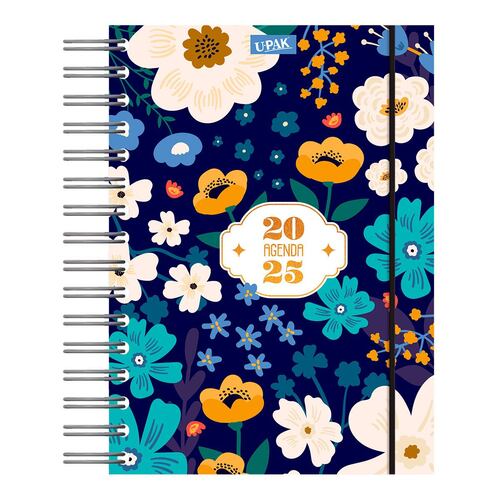 Agenda Premier 2025 con Espiral Diseño Flores Especiales Upak