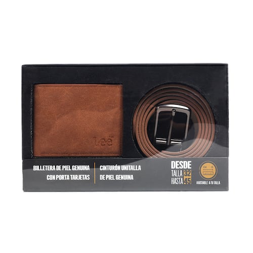 Set 2 Piezas Cartera y Cinturón en Piel para Hombre Lee