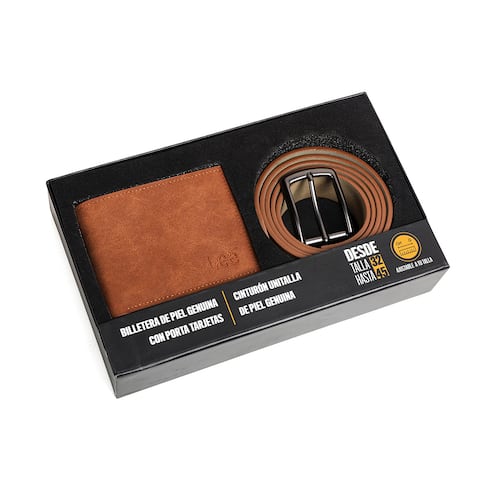 Set 2 Piezas Cartera y Cinturón en Piel para Hombre Lee