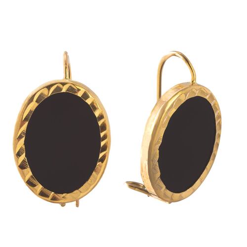 Aretes Redondos Piedra Negra Oro 10K Unlimited by Oro Boleado