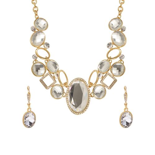 Set Collar+Aretes Cristales Chapa de Oro Unlimited By Oro Boleado