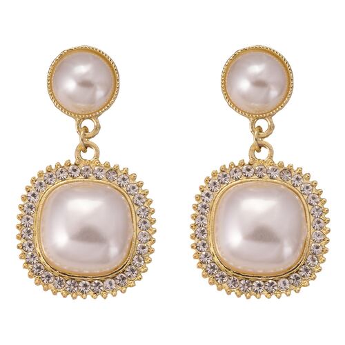 Arete Zirconia y Perla Chapa de Oro Unlimited by Oro Boleado
