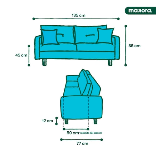 MAKORA Love Seat Modelo Aria Palo De Rosa