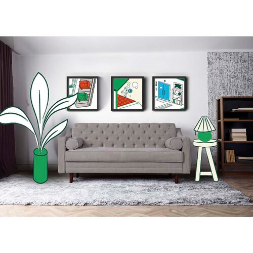 MAKORA Sofá Cama Reclinable Modelo Ambrosi Gris Claro