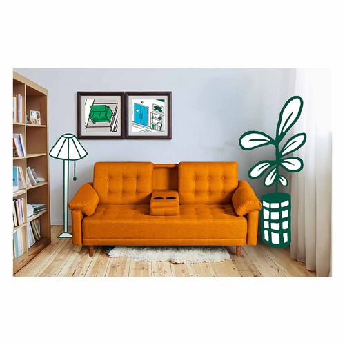 MAKORA Sofá Cama Andros Lino Color Mostaza