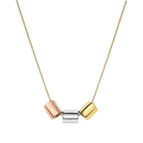 Set Aretes y Collar Acero Inoxidable 3 Tonos Enso