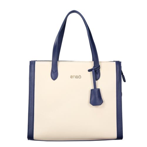 Bolsa Tote Enso Beige con Azul Para Mujer