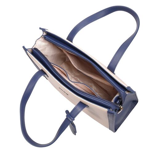 Bolsa Tote Enso Beige con Azul Para Mujer