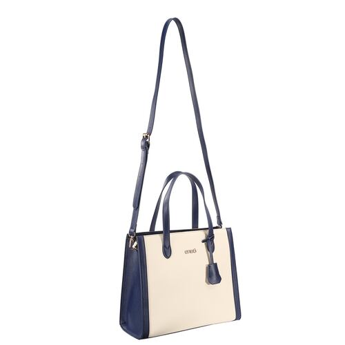 Bolsa Tote Enso Beige con Azul Para Mujer