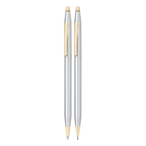 Set Bolígrafo y Lapicero Classic Cromo/Oro Cross