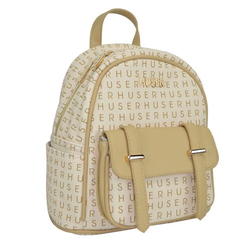 Bolso Backpack Huser Beige para Mujer
