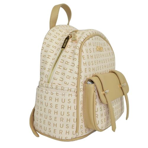 Bolso Backpack Huser Beige para Mujer