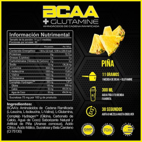 BCAA's + Glutamine 330 g Piña Forzagen