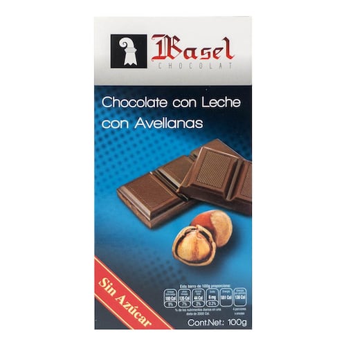 Barra de Chocolate de Leche con Avellanas Sin Azúcar Basel 100g