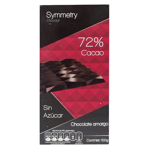 Barra de Chocolate Amargo Sin Azúcar Symmetry 100g