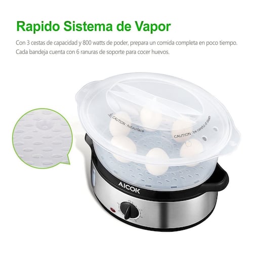 Vaporera eléctrica 3 niveles apilables Aicok