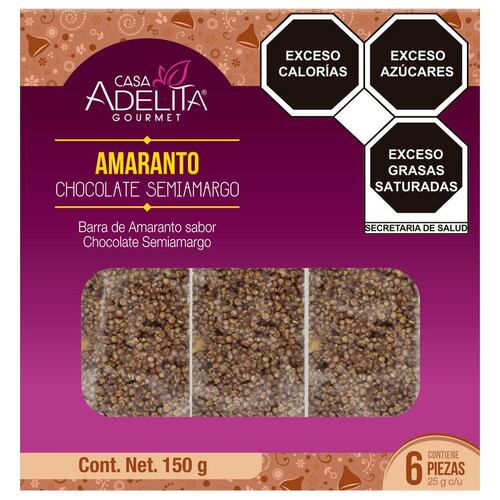 Barra de Amaranto Sabor Chocolate Semiamargo 150gr