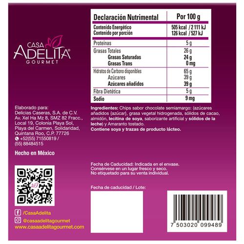 Barra de Amaranto Sabor Chocolate Semiamargo 150gr
