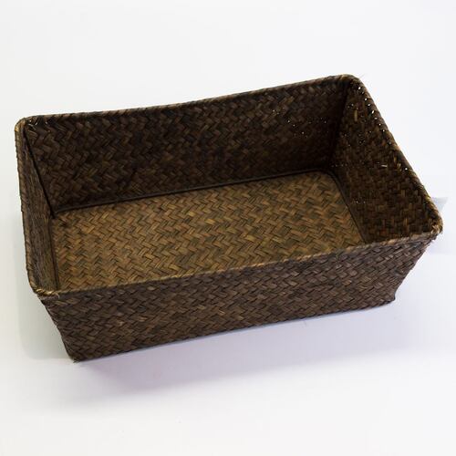 Cesto Tejido Marrón 36 X 27 X 10 Grande