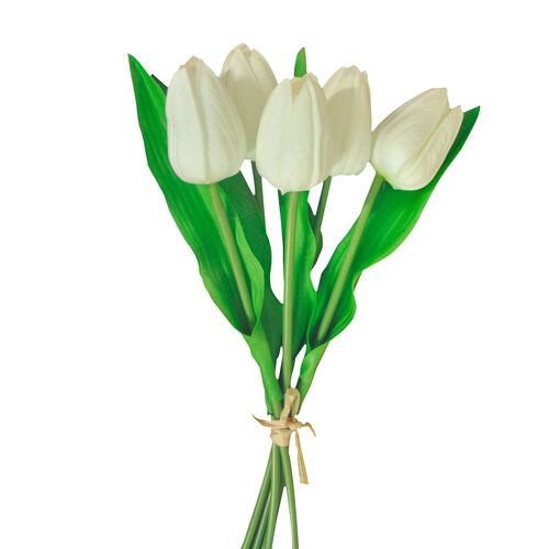 Ramo de tulipanes sintéticos blanco Art Home