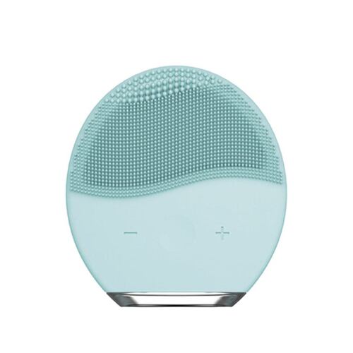 Cepillo limpiador y masajeador facial con silicona zeta en color verde