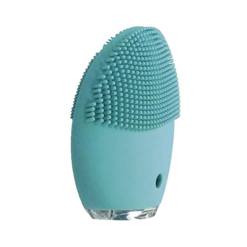 Cepillo limpiador y masajeador facial con silicona zeta en color verde