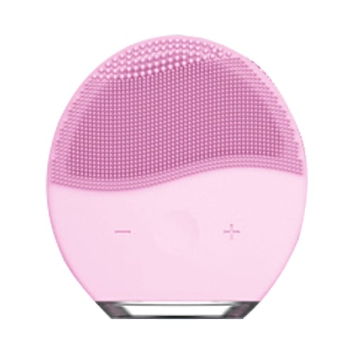 Cepillo limpiador y masajeador facial con silicona zeta en color rosa