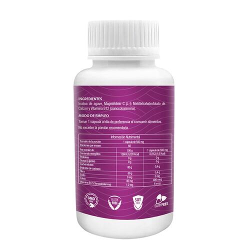 Folato 60 Caps Natural Wisdom Suplemento Alimenticio