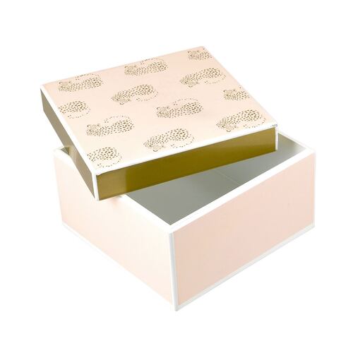 Caja de madera cuadrada color rosa