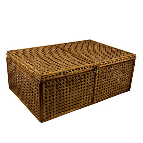 Caja de rattan grande color café