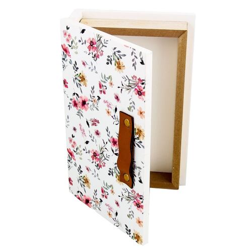 Caja de madera con forma de libro color blanco