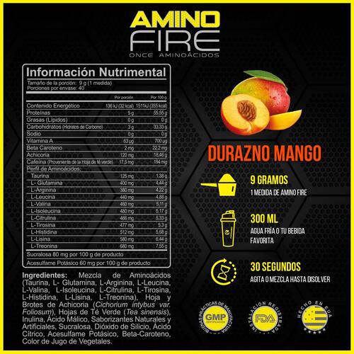 Amino Fire 360 Gr Durazno Mango Forzagen
