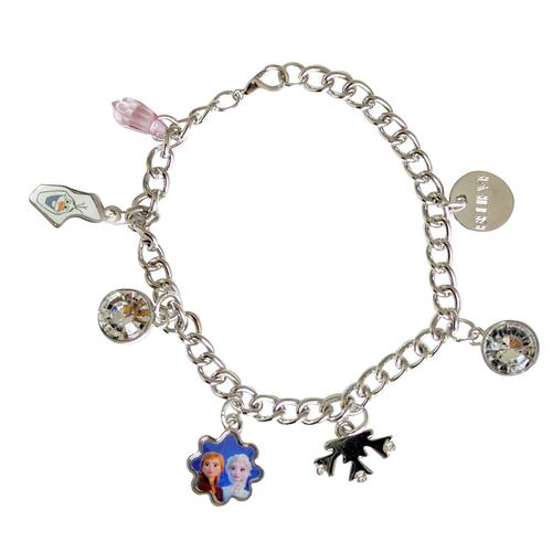 Pulsera Brazalete De Elsa Y Ana De Frozen ll Con 7 Dijes De Disney