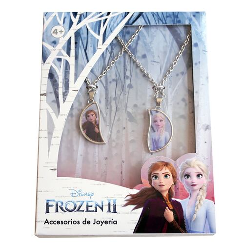 2 Collares Con Dijes De Elsa Y Ana De Frozen ll De Disney