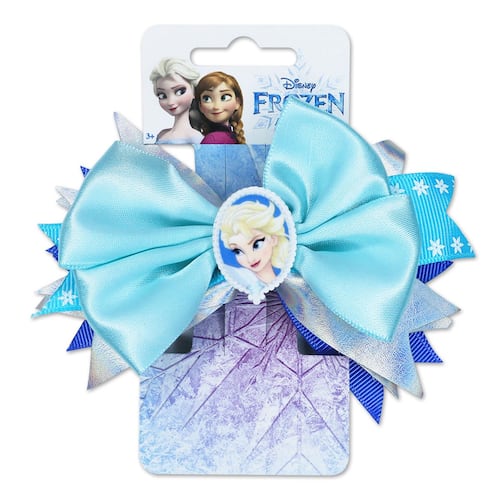 Moño Frozen De Satín Estampado Glitter Con Botón De Resina De Disney