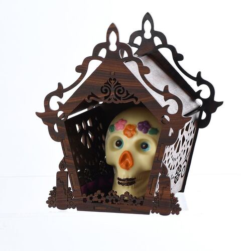 Casita de Madera con Calavera de Chocolate 80 g Blan Siller