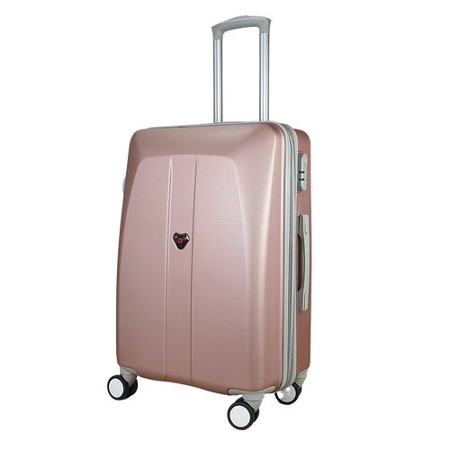 Maleta 24" Swiss Travel Talento, color Rose Gold, ABS, expandible, trolley ajustable, forro interior de lujo,8 ruedas y freno, cerradura 3 dígitos